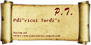 Páricsi Teréz névjegykártya